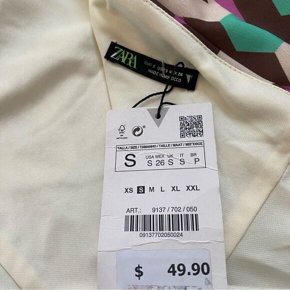 ZARA Shift Dress NEW One Sleeve Small Purple Teal Party - Picture 4 of 12